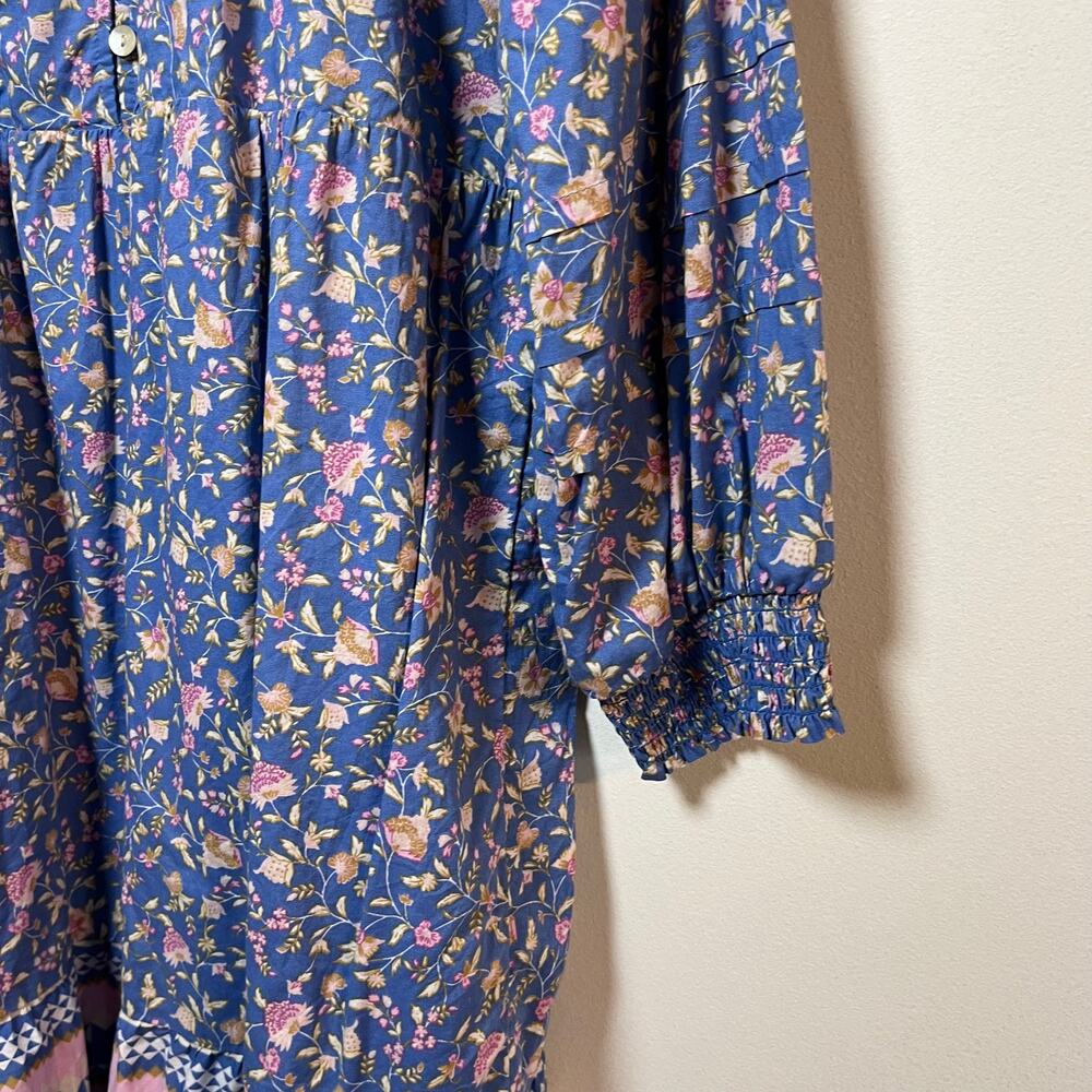 Wonderly Peasant Midi Dress Blue Floral Size 2X Cottage Boho Romantic XXL Ruffle - Picture 8 of 10
